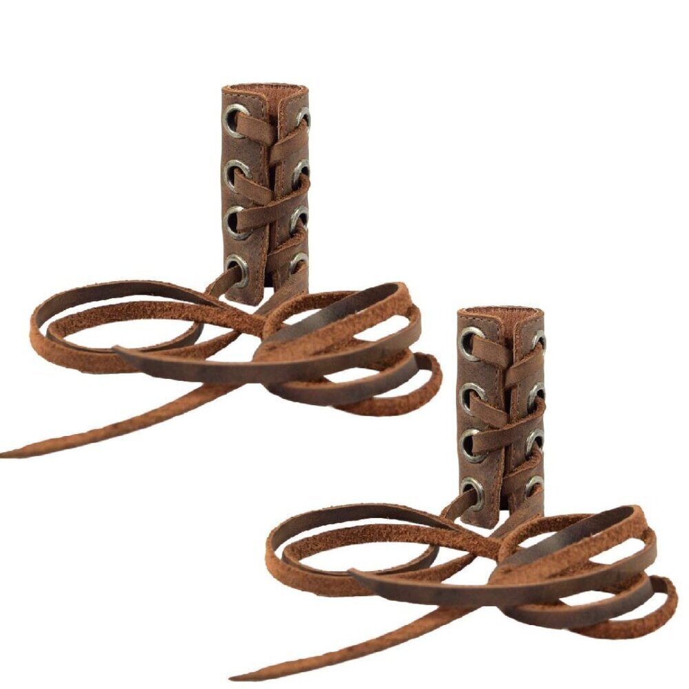 Set of 2 Leather Hair Ties for Women Ponytail Braid Holders Stylish Durable